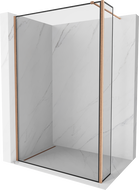 Mexen Kioto Duschwand Walk-in 120 x 30 cm, schwarzer Rahmen, gebürstetes Kupfer - 800-120-212-65-70-030