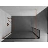 Mexen Kioto Duschwand Walk-in 130 x 40 cm, schwarzer Rahmen, gebürstetes Kupfer - 800-130-212-65-70-040