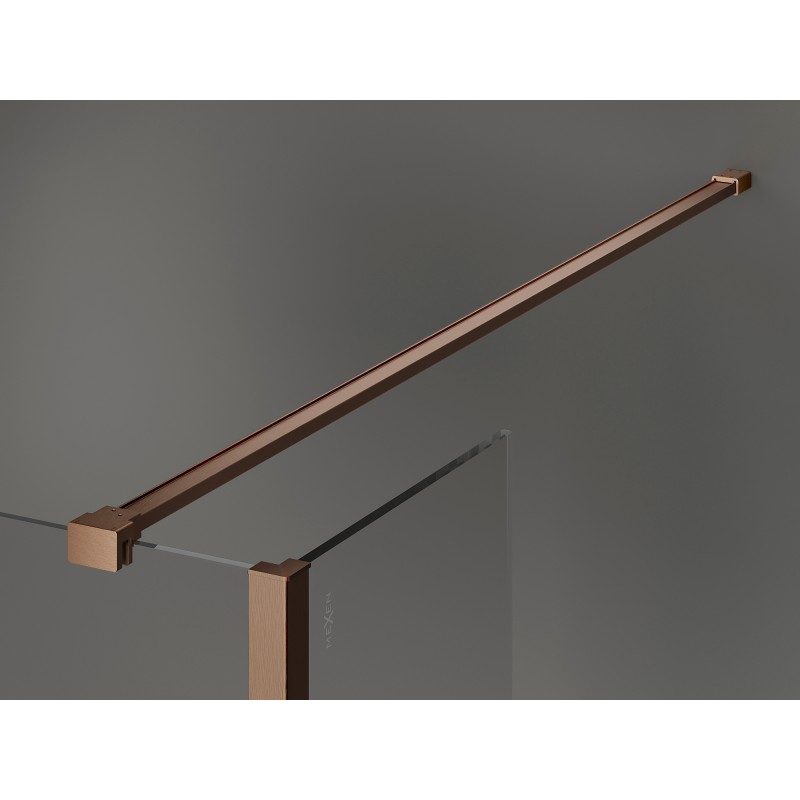 Mexen Kioto Duschwand Walk-in 140 x 40 cm, schwarzer Rahmen, gebürstetes Kupfer - 800-140-212-65-70-040
