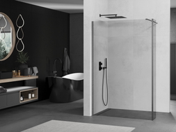 Mexen Kioto Duschwand Walk-in 90 x 30 cm, transparent, gebürstetes Waffengrau - 800-090-212-66-00-030