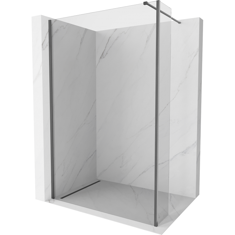 Mexen Kioto Duschwand Walk-in 115 x 40 cm, transparent, gebürstetes Gun Gray - 800-115-212-66-00-040