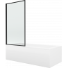 Mexen Cubik rechteckige Badewanne 150 x 70 cm mit Verkleidung und 1-flügeliger Trennwand 80 cm, schwarzes Muster