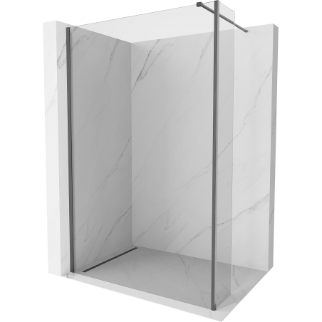 Mexen Kioto, Duschwand Walk-in 130 x 40 cm, transparent, gebürstet Gun Grey - 800-130-212-66-00-040