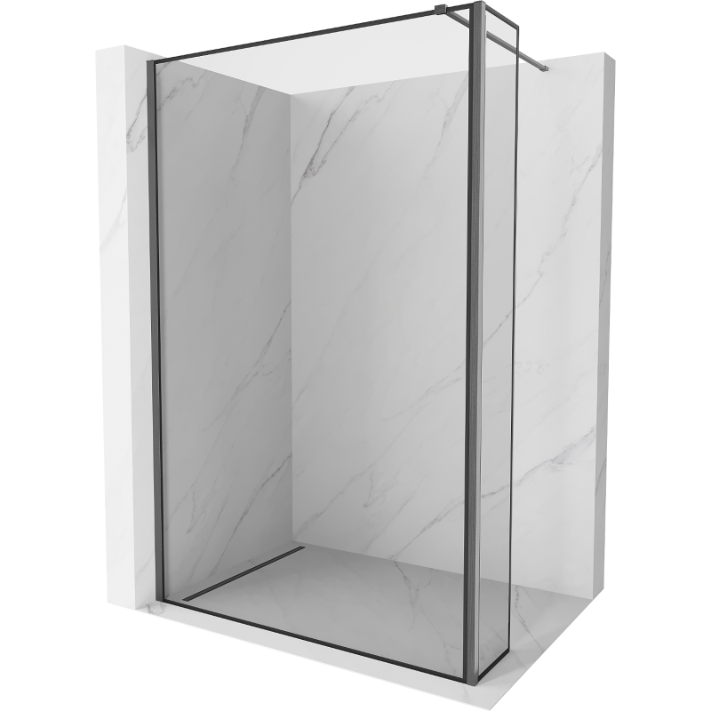 Mexen Kioto Duschwand Walk-in 120 x 30 cm, schwarzer Rahmen, gun gray gebürstet - 800-120-212-66-70-030