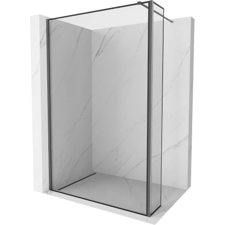 Mexen Kioto Duschwand Walk-in 150 x 40 cm, schwarzer Rahmen, gebürstet Gun Gray - 800-150-212-66-70-040