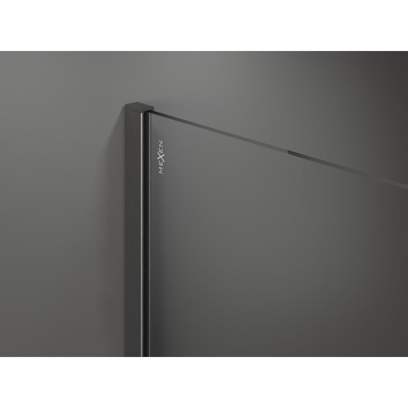 Mexen Kioto Duschwand Walk-in 150 x 30 cm, schwarzer Rahmen, gebürstet gun grau - 800-150-212-66-70-030