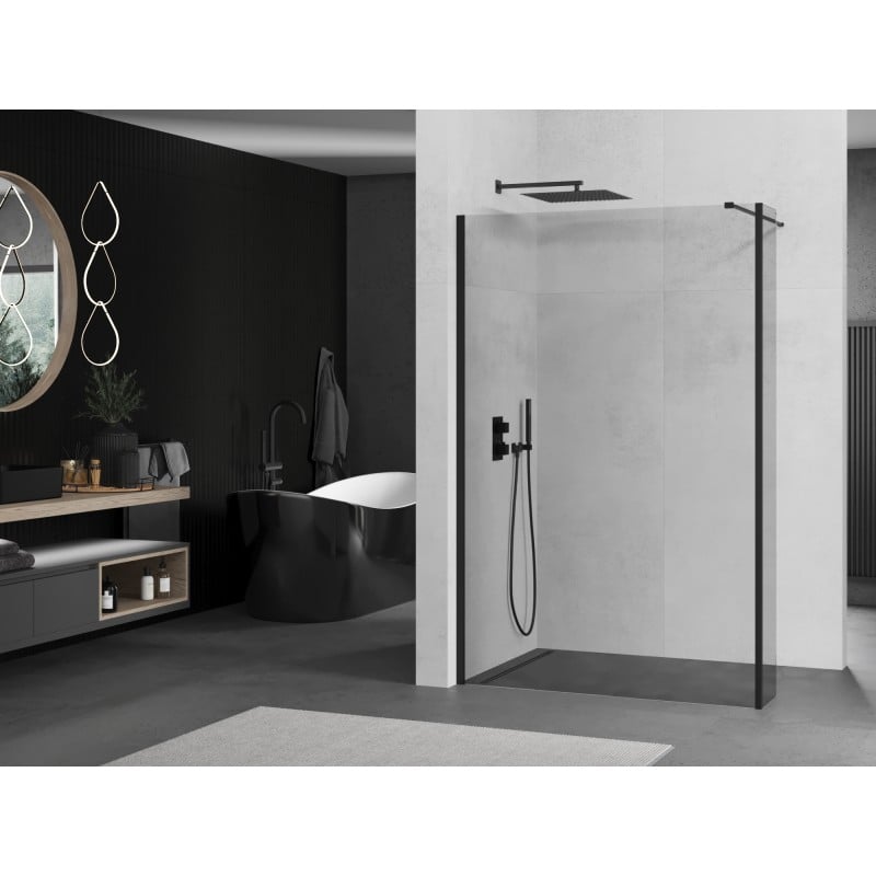 Mexen Kioto Duschwand Walk-in 100 x 30 cm, transparent, schwarz - 800-100-212-70-00-030