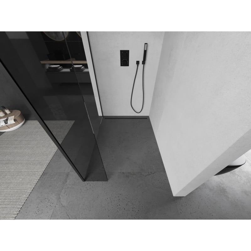 Mexen Kioto Duschwand Walk-in 110 x 30 cm, transparent, schwarz - 800-110-212-70-00-030