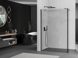 Mexen Kioto Duschwand Walk-in 130 x 30 cm, transparent, schwarz - 800-130-212-70-00-030