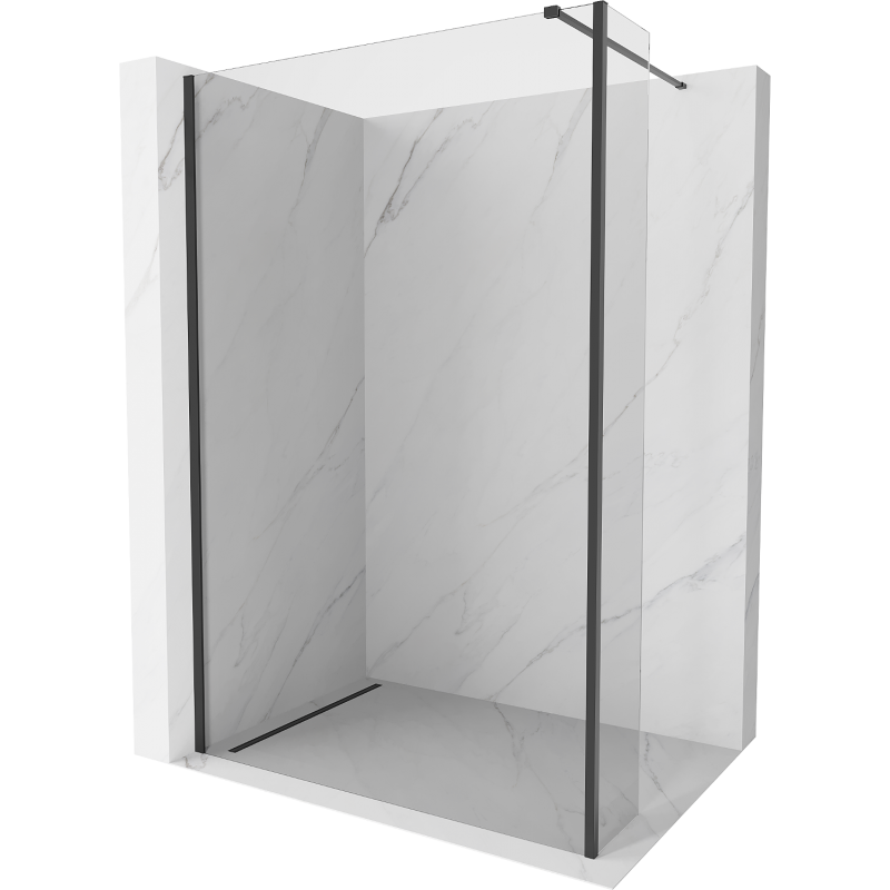 Mexen Kioto Walk-in Duschwand 155 x 30 cm, transparent, schwarz - 800-155-212-70-00-030