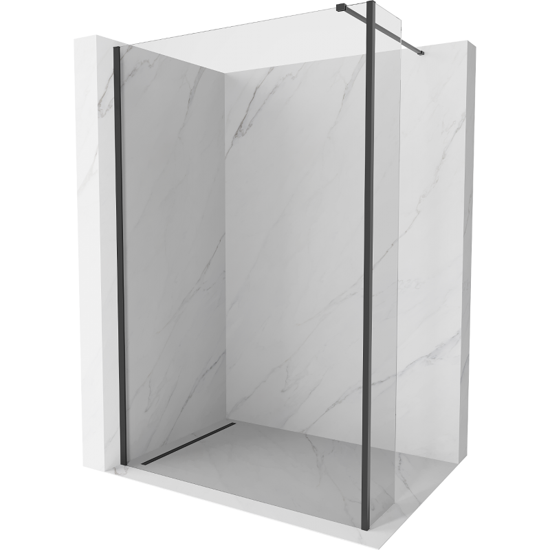 Mexen Kioto Duschwand Walk-in 110 x 40 cm, transparent, schwarz - 800-110-212-70-00-040