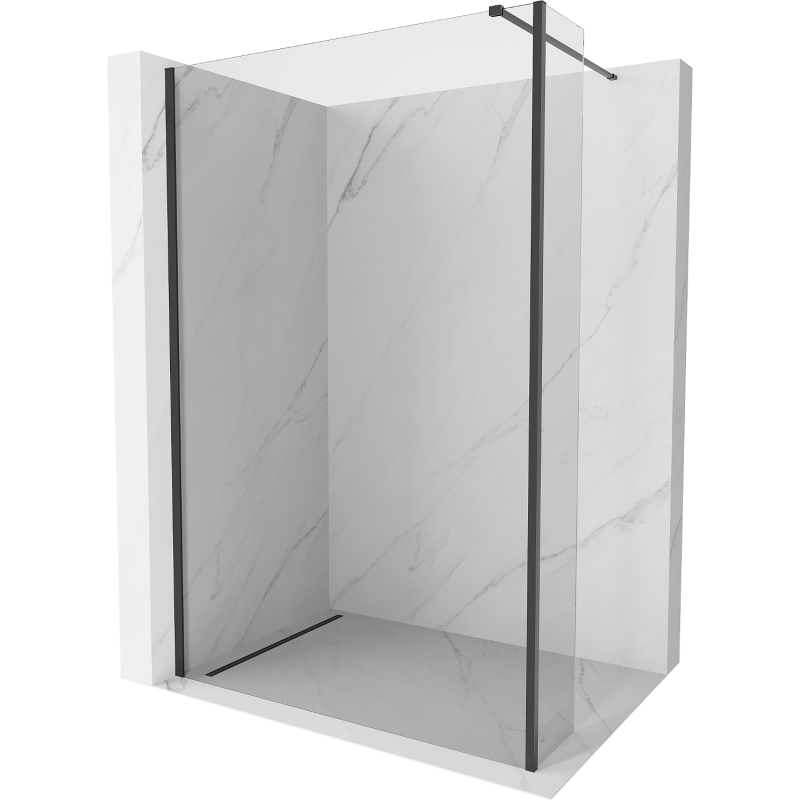 Mexen Kioto Duschwand Walk-in 155 x 40 cm, transparent, schwarz - 800-155-212-70-00-040