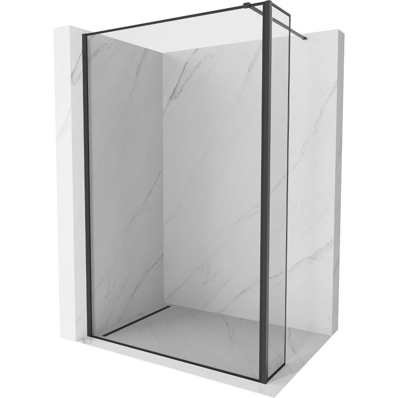 Mexen Kioto Duschwand Walk-in 120 x 30 cm, schwarzer Rahmen, schwarz - 800-120-212-70-70-030