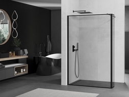 Mexen Kioto Duschwand Walk-in 160 x 30 cm, schwarzer Rahmen, schwarz - 800-160-212-70-70-030