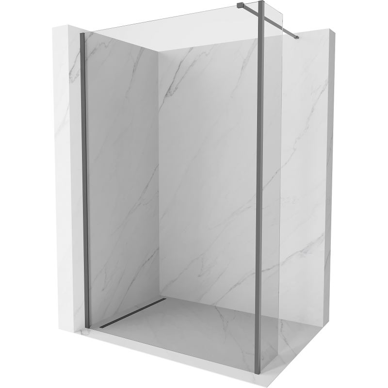 Mexen Kioto Duschwand Walk-in 115 x 30 cm, transparent, Gun Metal - 800-115-212-95-00-030