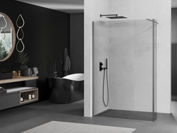 Mexen Kioto Duschwand Walk-in 110 x 30 cm, transparent, Gun Metal - 800-110-212-95-00-030