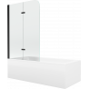 Mexen Cubik Rechteckige Badewanne 160 x 70 cm mit Verkleidung und 2-flügeligem Paravent 80 cm, transparent, schwarz