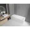 Mexen Cubik rechteckige Badewanne 160 x 70 cm mit Verkleidung und 2-flügeliger 100 cm Duschabtrennung, transparent, chrom