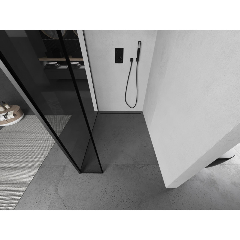 Mexen Kioto Duschabtrennung Walk-in 120 x 30 cm, schwarzer Rahmen, Gun Metal - 800-120-212-95-70-030