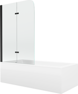 Mexen Cubik Rechteckige Badewanne 160 x 70 cm mit Verkleidung und 2-flügliger Abtrennung 100 cm, transparent, schwarz