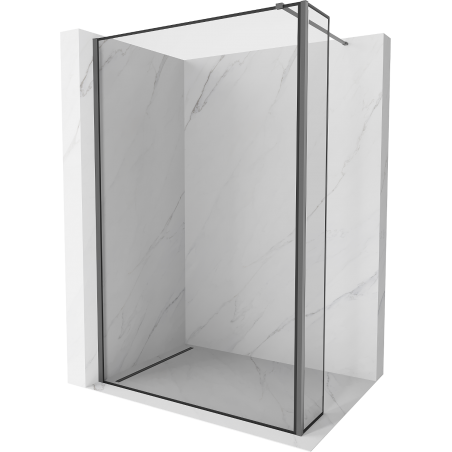 Mexen Kioto Duschwand Walk-in 110 x 40 cm, schwarzer Rahmen, Gun Metal - 800-110-212-95-70-040