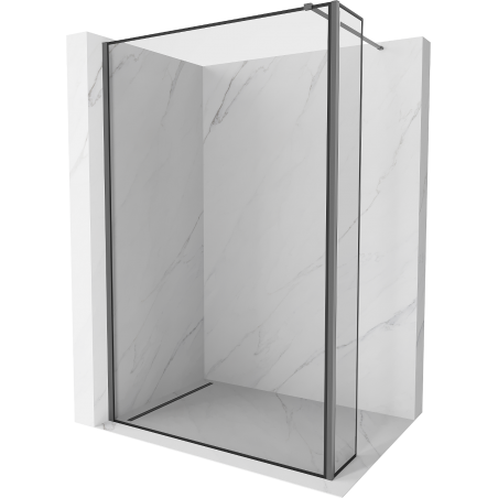 Mexen Kioto Duschwand Walk-in 100 x 40 cm, schwarzer Rahmen, Gun Metal - 800-100-212-95-70-040