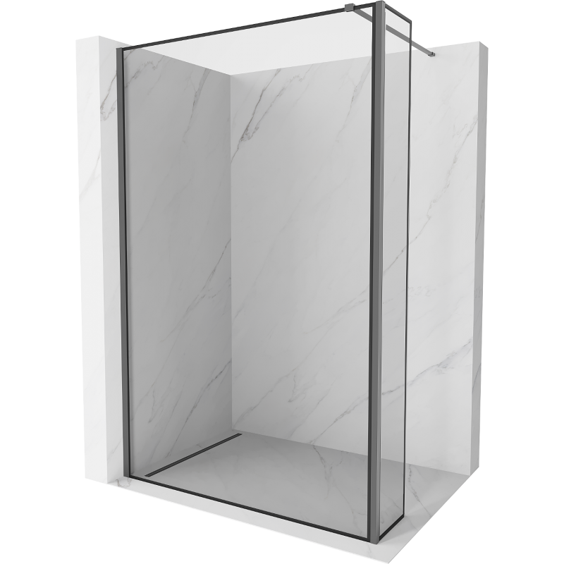 Mexen Kioto Duschwand Walk-in 160 x 40 cm, schwarzer Rahmen, Gun Metal - 800-160-212-95-70-040
