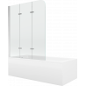 Mexen Cubik Rechteckige Badewanne 160 x 70 cm mit Verkleidung und 3-teiliger 120 cm Duschwand, transparent, chrom
