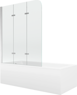 Mexen Cubik Rechteckige Badewanne 160 x 70 cm mit Verkleidung und 3-teiliger 120 cm Duschwand, transparent, chrom