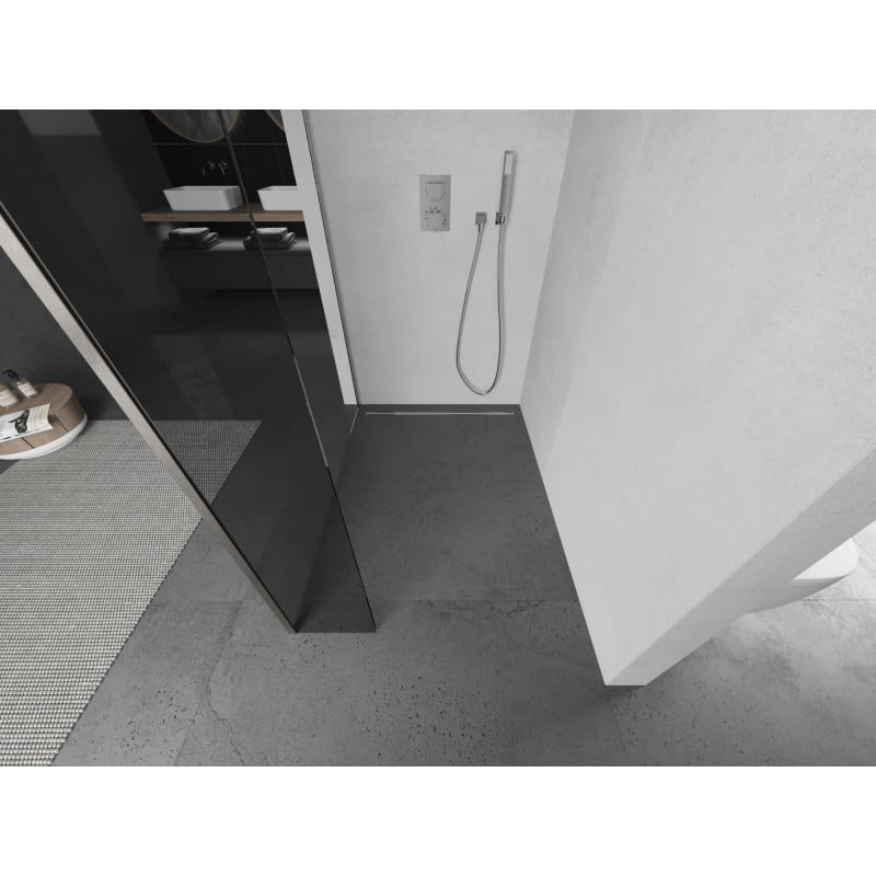 Mexen Kioto Duschwand Walk-in 120 x 40 cm, transparent, gebürsteter Nickel - 800-120-212-97-00-040