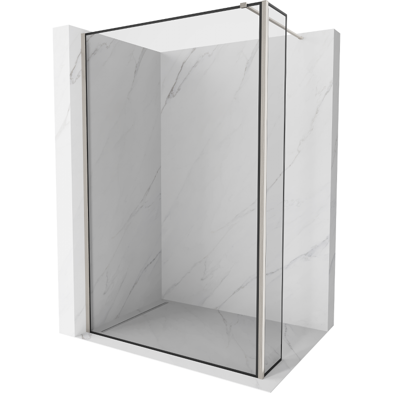 Mexen Kioto Duschwand Walk-in 150 x 30 cm, schwarzer Rahmen, gebürsteter Nickel - 800-150-212-97-70-030