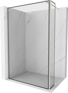 Mexen Kioto Duschwand Walk-in 90 x 40 cm, schwarzer Rahmen, gebürsteter Nickel - 800-090-212-97-70-040