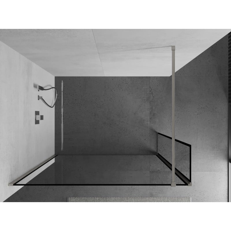 Mexen Kioto Duschwand Walk-in 110 x 30 cm, schwarzer Rahmen, gebürsteter Nickel - 800-110-212-97-70-030