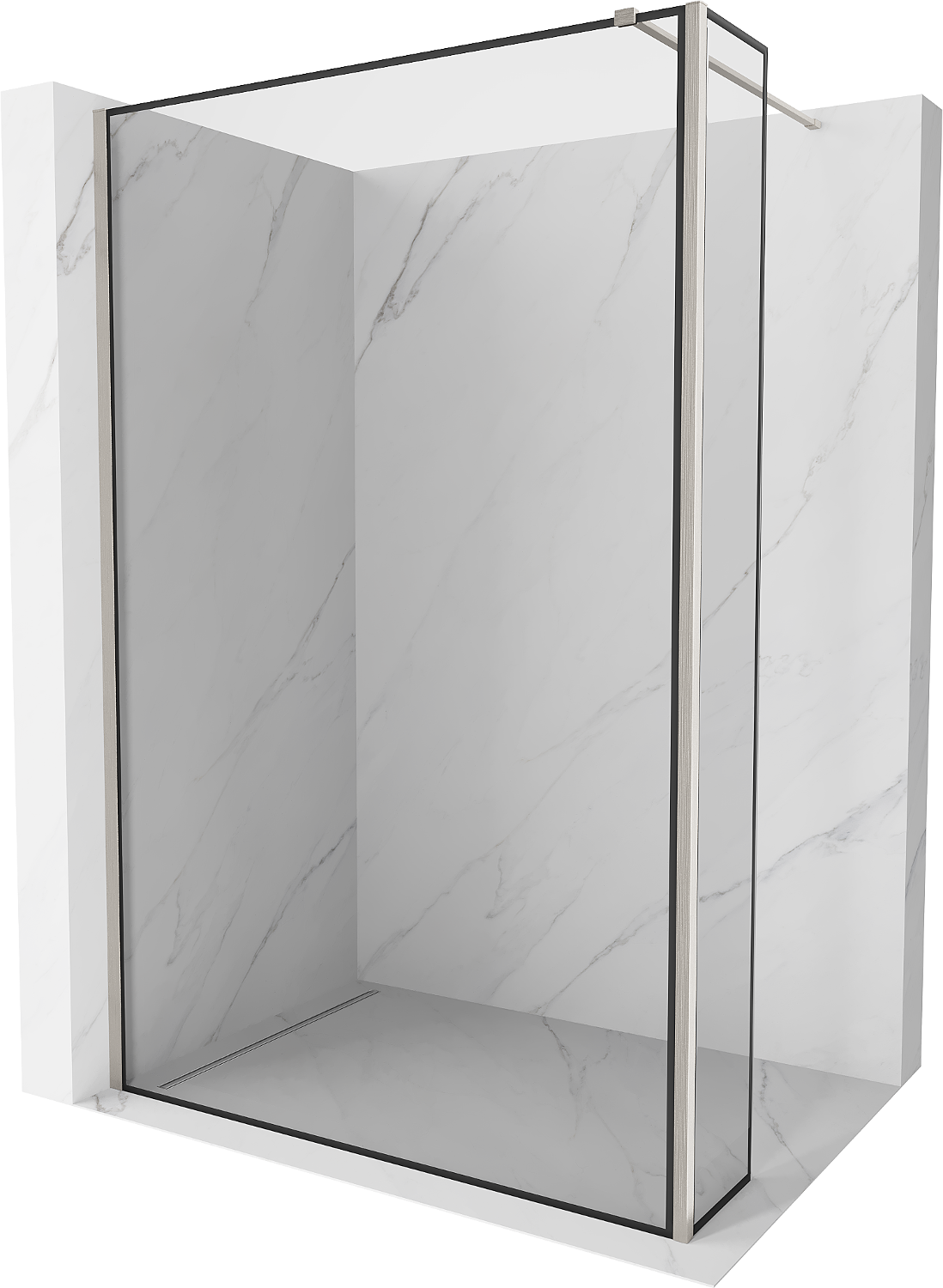 Mexen Kioto Walk-in-Dusche 100 x 40 cm, schwarzes Muster, gebürstetes Nickel - 800-100-212-97-70-040