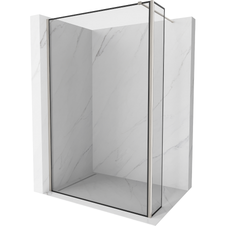 Mexen Kioto Duschwand Walk-in 140 x 40 cm, schwarzer Rahmen, gebürsteter Nickel - 800-140-212-97-70-040