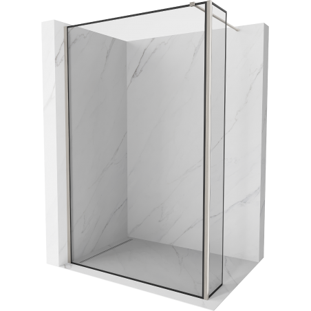 Mexen Kioto Duschwand Walk-in 110 x 40 cm, schwarzer Rahmen, gebürstetes Nickel - 800-110-212-97-70-040