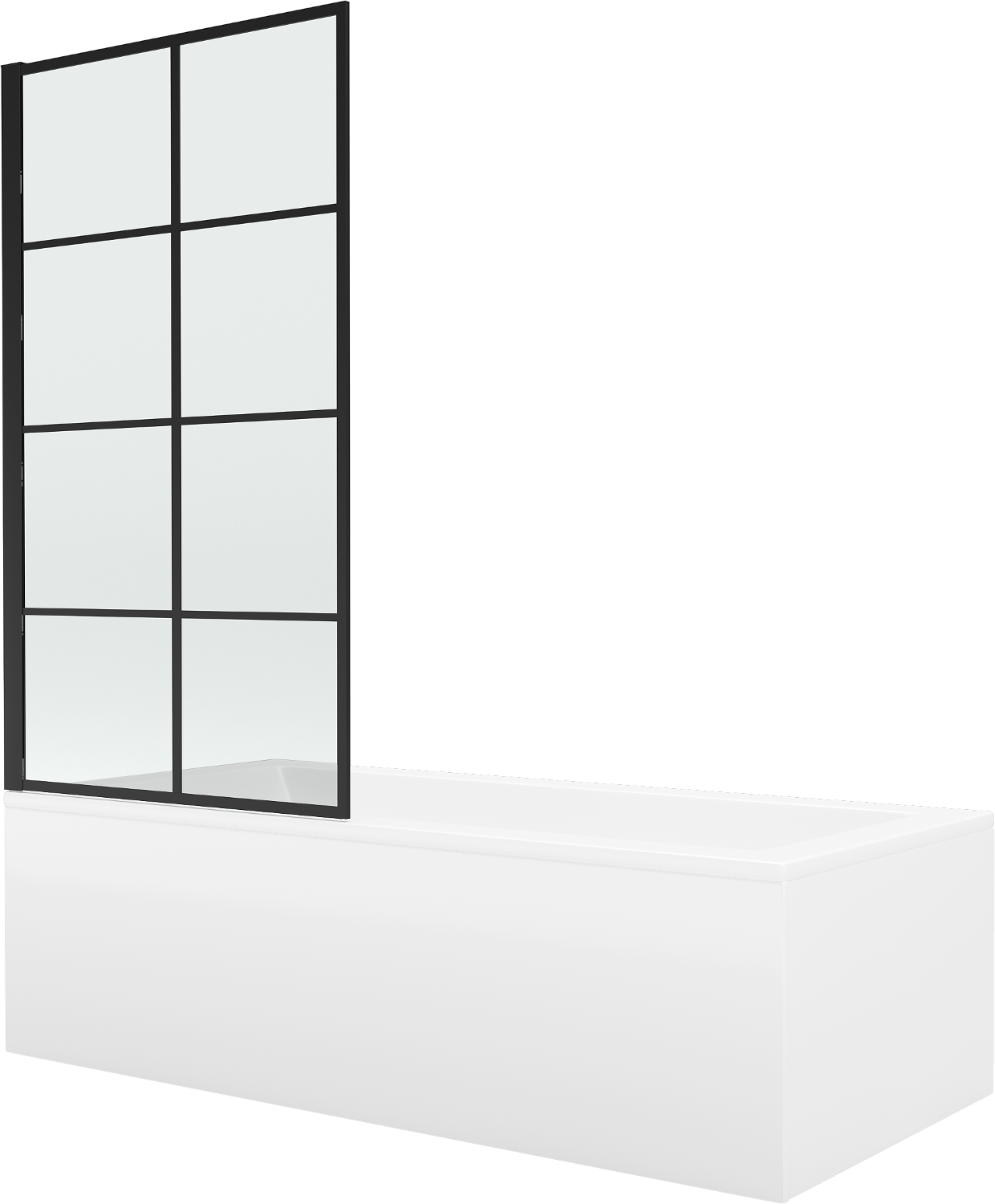 Mexen Cubik Rechteckbadewanne 160 x 70 cm mit Verkleidung und 1-flügliger Duschabtrennung 70 cm, Schwarzes Design - 550316070X93