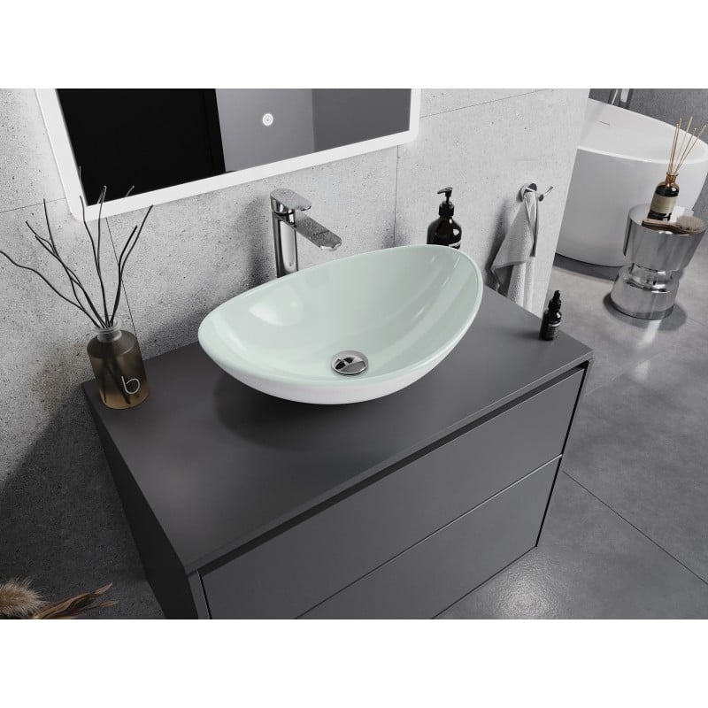 Mexen Sonia Glaswaschbecken zur Aufsatzmontage 54 x 37 cm, weiß - 24145430