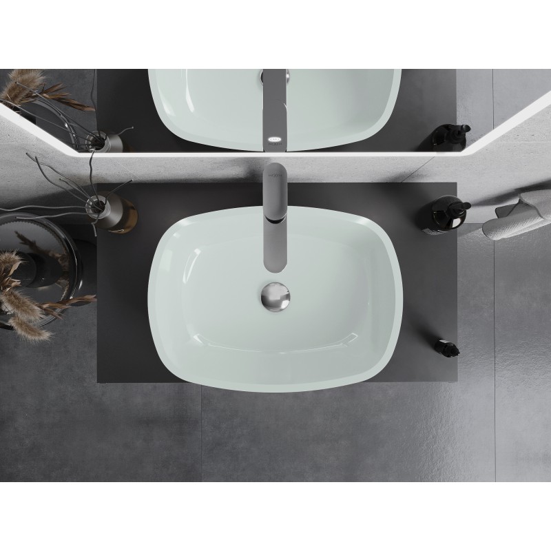 Mexen Araks Glaswaschbecken Aufsatzbecken 54 x 39 cm, weiß - 24155430