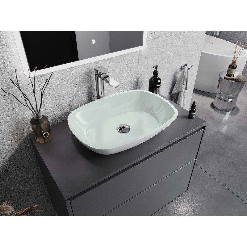 Mexen Araks Glaswaschbecken Aufsatzbecken 54 x 39 cm, weiß - 24155430