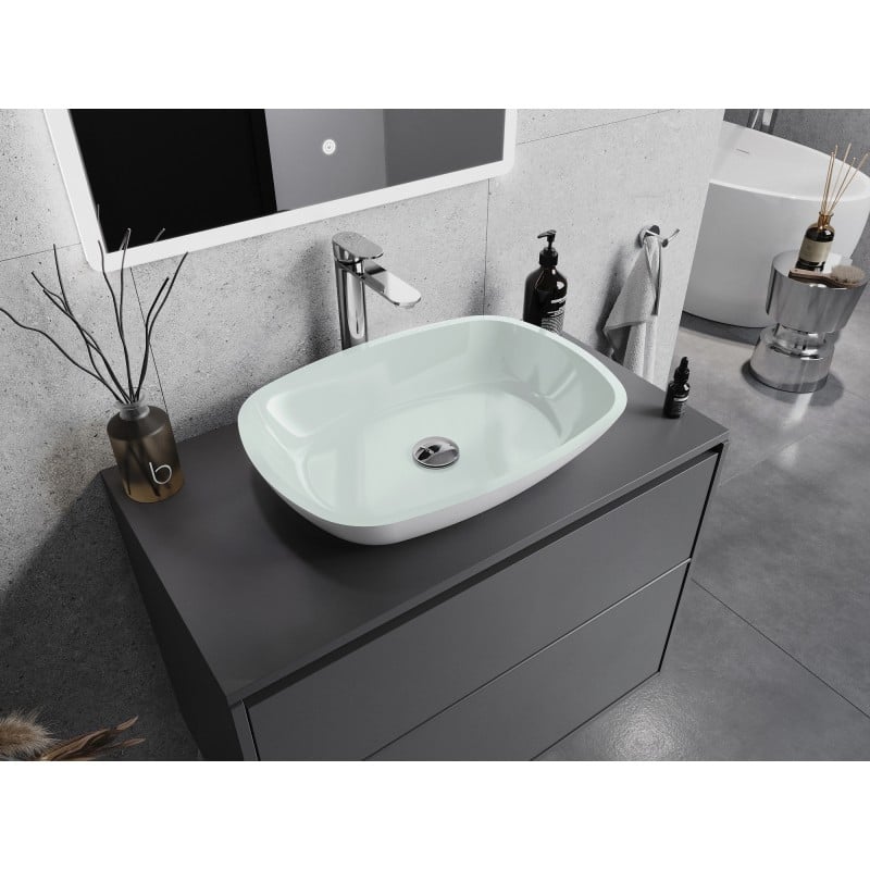 Mexen Araks Glaswaschbecken Aufsatzwaschbecken 54 x 39 cm, weiß - 24155430