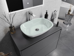 Mexen Araks Glaswaschbecken Aufsatzbecken 54 x 39 cm, weiß - 24155430