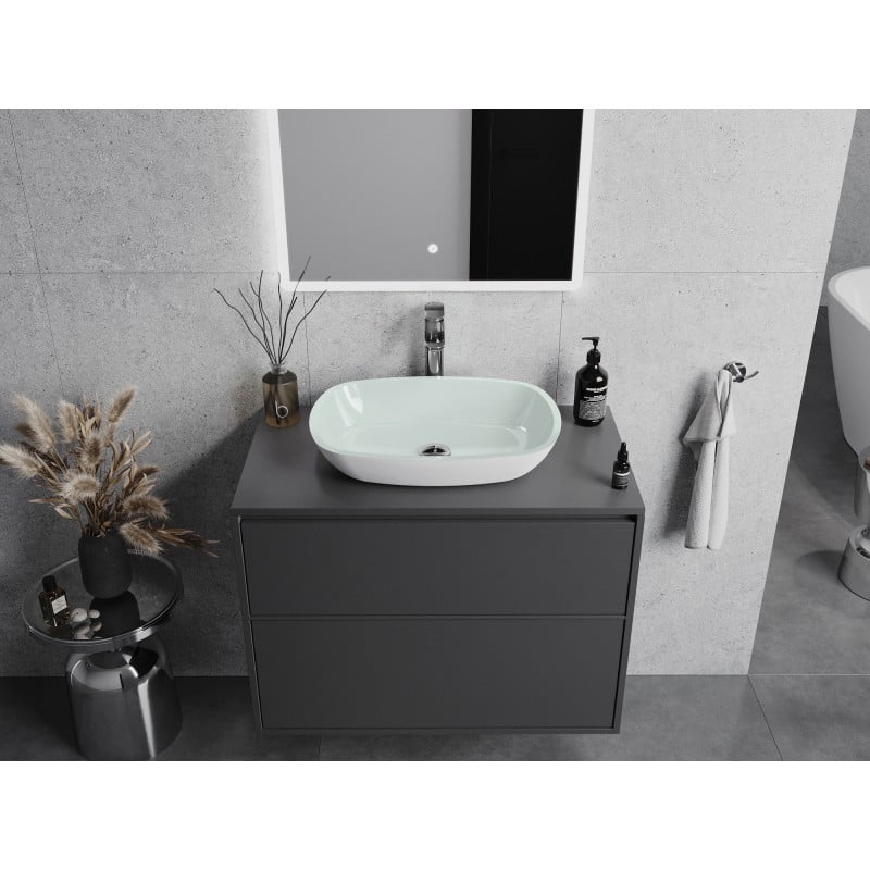 Mexen Araks Glaswaschbecken Aufsatzwaschbecken 54 x 39 cm, weiß - 24155430