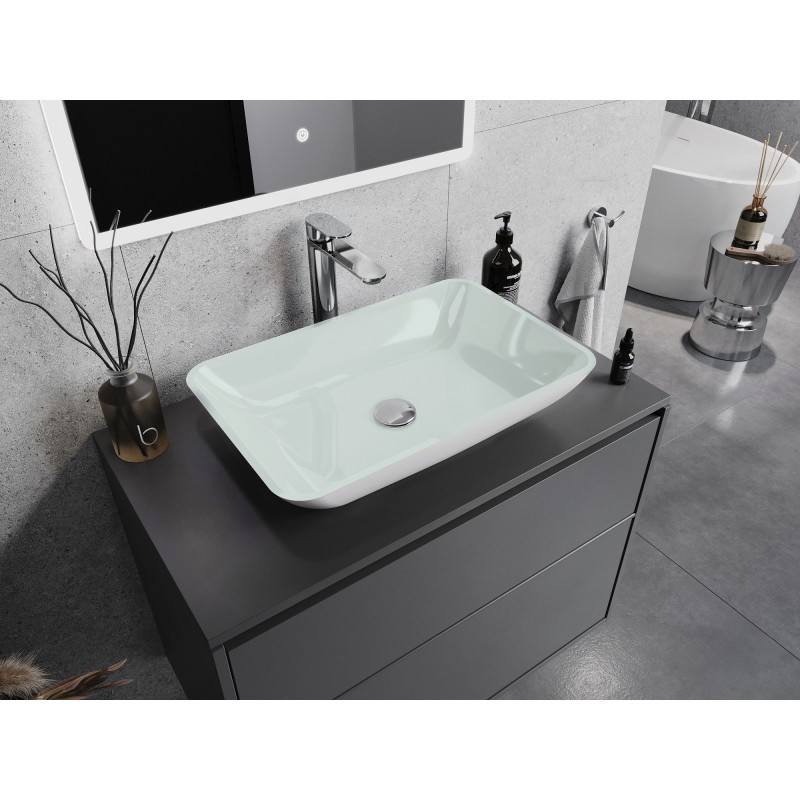 Mexen Megan Glas-Waschbecken zur Aufsatzmontage 56 x 36 cm, weiß - 24135630