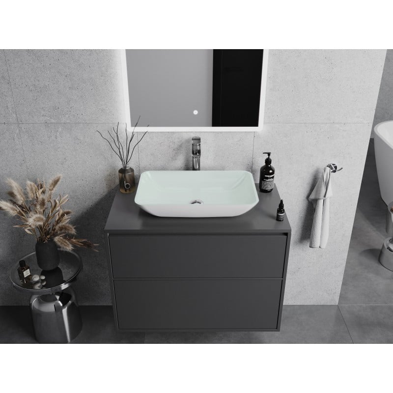 Mexen Megan Glas-Waschbecken zur Aufsatzmontage 56 x 36 cm, weiß - 24135630
