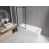 Mexen Cubik Rechteckige Badewanne 160 x 70 cm mit Verkleidung und 1-flügeliger Faltwand 80 cm, schwarzes Muster