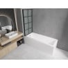 Mexen Cubik rechteckige Badewanne 160 x 70 cm mit Verkleidung und 1-flügeliger Paravan 80 cm, schwarzes Muster