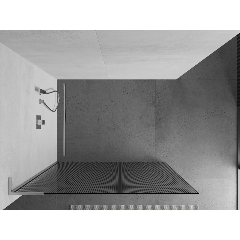 Mexen Kioto L Duschwand Walk-in 100 x 200 cm, Streifen, Chrom - 800-100-103-01-09