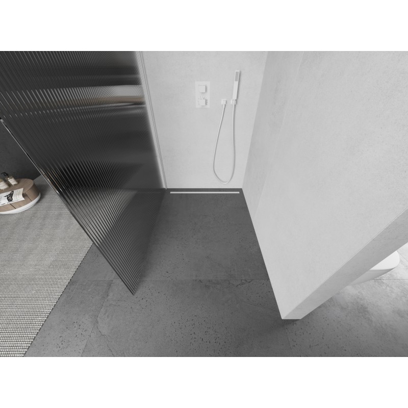 Mexen Kioto L Duschwand Walk-in 70 x 200 cm, Streifen, weiß - 800-070-103-20-09