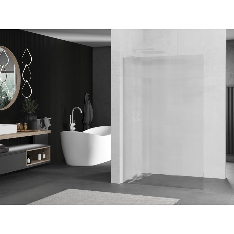Mexen Kioto L Duschwand Walk-in 120 x 200 cm, Streifen, weiß - 800-120-103-20-09
